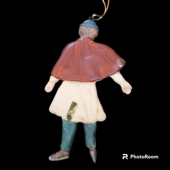 Russ Berrie Village Square Porcelain Skating Man Christmas Ornament in box - Picture 2 of 3